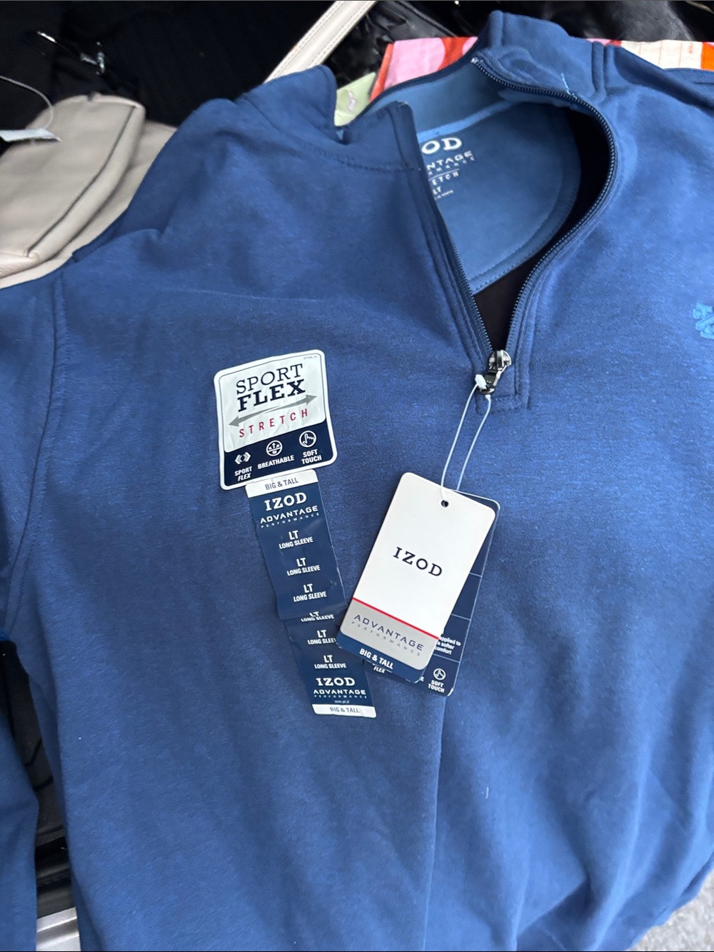 Izod ~ NWT $70 Sport Flex Long Sleeve Quarter-Zip Pullover~ Big & Tall